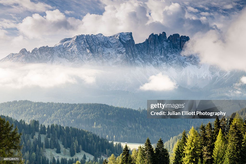 The Latemar range in the Dolomites, Italy.