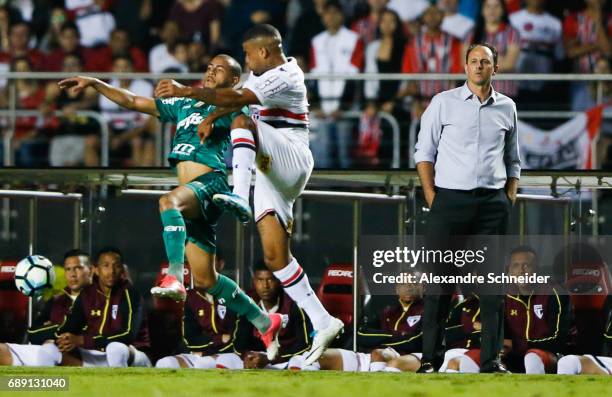 Rogerio Ceni, head coach of Sao Paulo watch the match during the match between Sao Paulo and Palmeiras for the Brasileirao Series A 2017 at Morumbi...