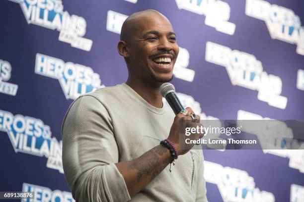 Mehcad Brooks takes part in an interview, focusing on his appearance in "Supergirl, on day one of the Heroes and Villians Convention at Olympia...