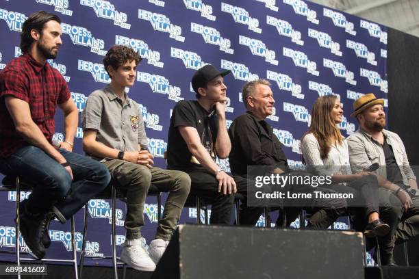 Milo Ventimiglia, David Mazouz, Robin Lord Taylor, Sean Pertwee, Jessica Lucas and Drew Powell take part in the Gotham Panel, on day one of the...