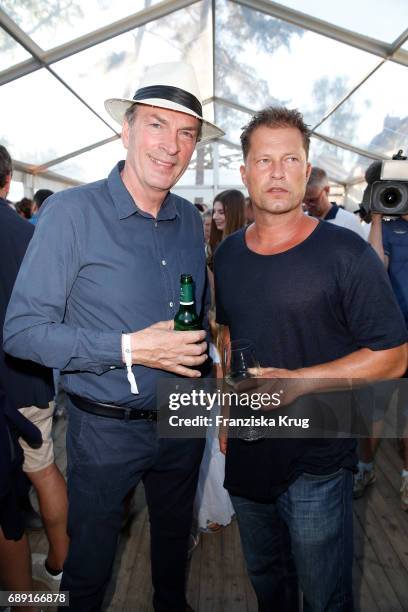 Herbert Knaup and Til Schweiger during Til Schweiger's opening of his 'Barefoot Hotel' on May 28, 2017 in Timmendorfer Strand, Germany.