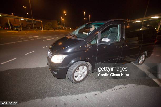 Vans wait to pick up Schapelle Corby at Brisbane International Airport on May 28, 2017 in Brisbane, Australia. Corby was arrested in 2004 for...