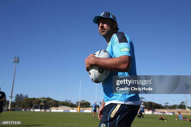 Coach Laurie Daley looks on during a New South Wales Blues Origin training session at Cudgen Leagues Club on May 28, 2017 in Kingscliff, Australia.