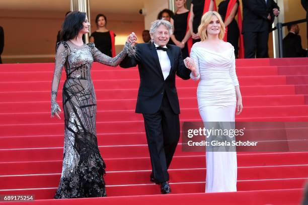 Eva Green, director Roman Polanski and Emmanuelle Seigner attend the "Based On A True Story" screening during the 70th annual Cannes Film Festival at...