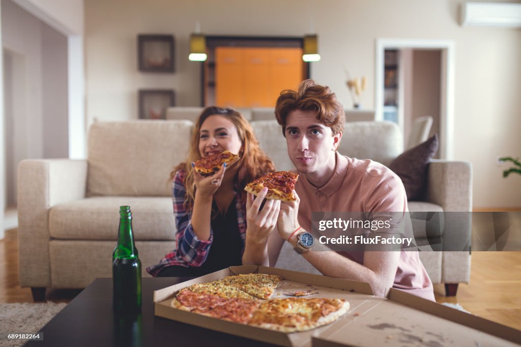 Lazy afternoon with pizza and TV