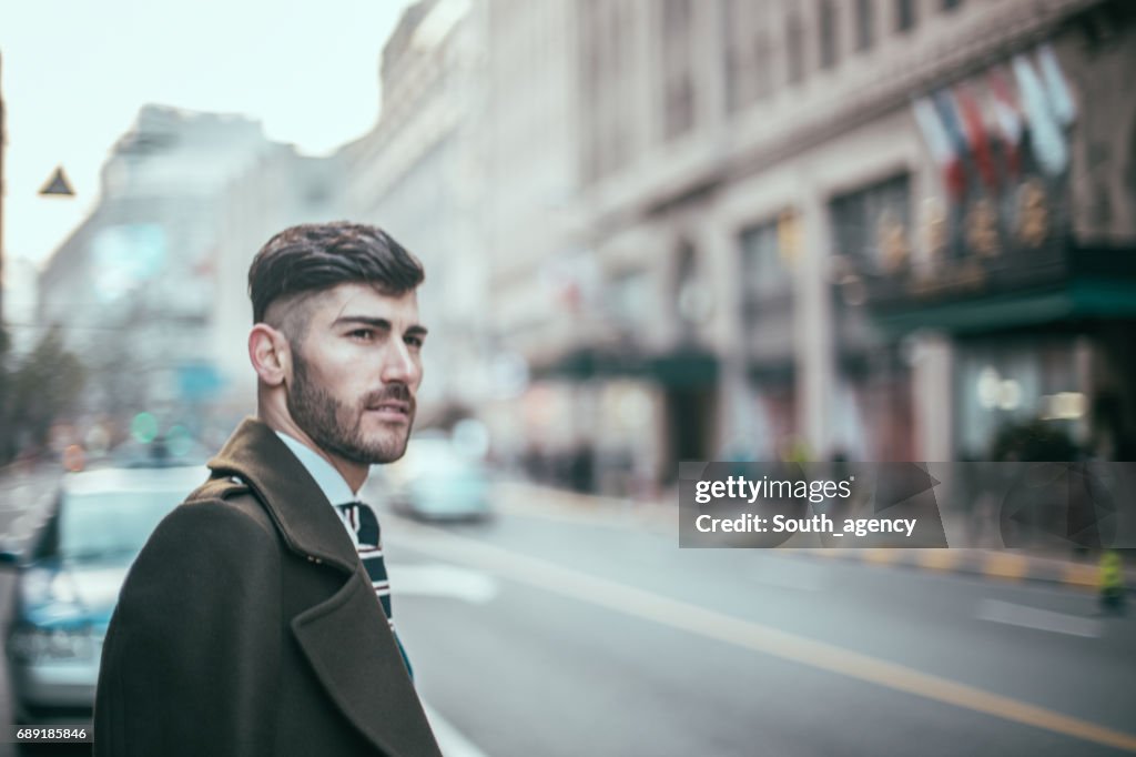 Businessman on the sidewalk