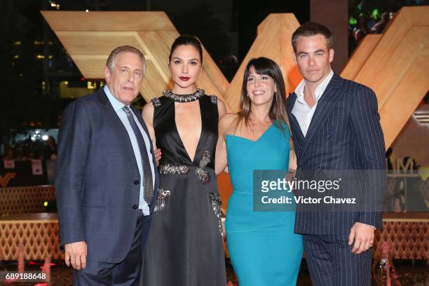 Producer Chuck Roven, actress Gal Gadot, film director Patty Jenkins and actor Chris Pine attend the "Wonder Woman" Mexico City premiere at Parque...