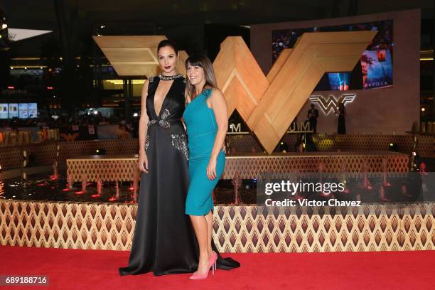 Actress Gal Gadot and film director Patty Jenkins attend the "Wonder Woman" Mexico City premiere at Parque Toreo on May 27, 2017 in Mexico City,...