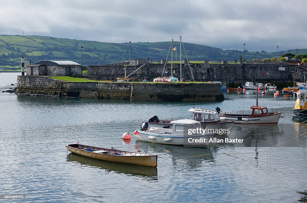 Skyline of the fishing village of Carnlough