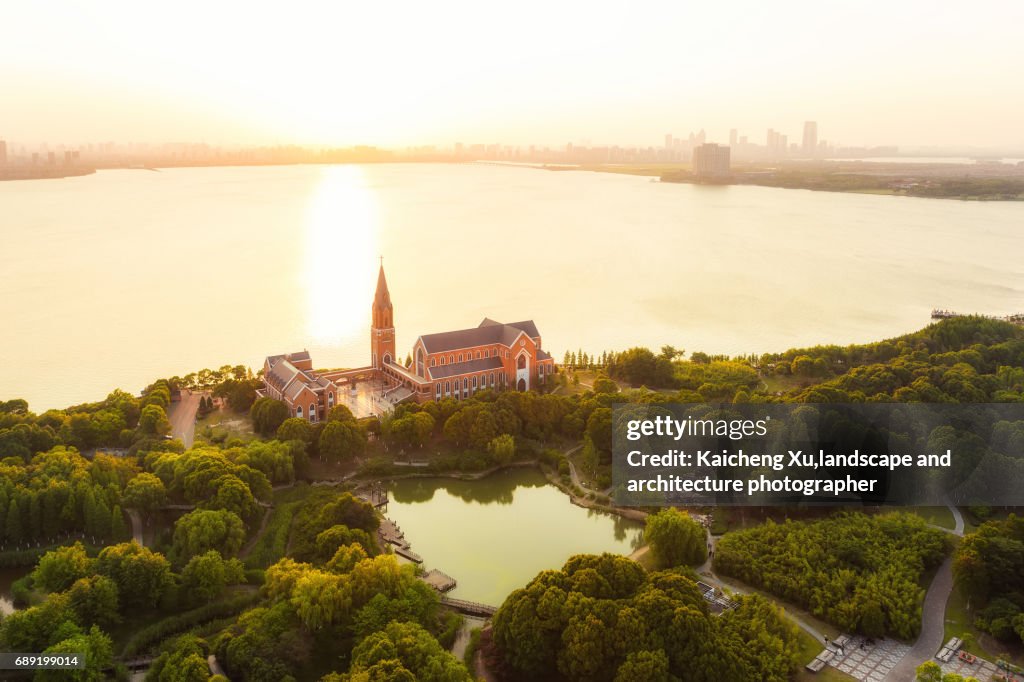 A peaceful church near dushu lake，Suzhou，China