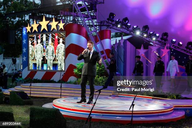 Cross-over artist Russell Watson rehearses at PBS' 2017 National Memorial Day Concert - Rehearsals at U.S. Capitol, West Lawn on May 27, 2017 in...