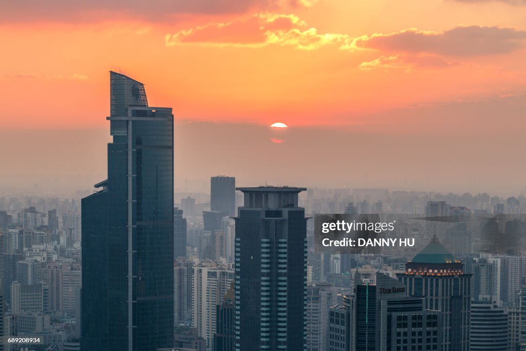 Jian an CBD at sunset