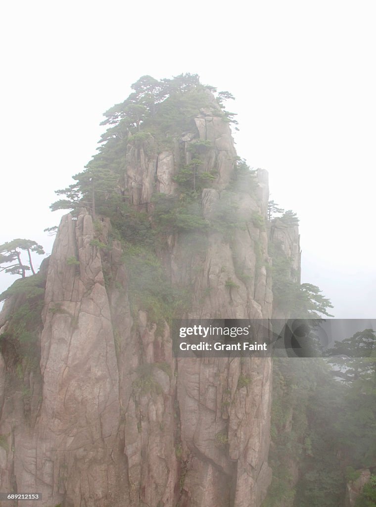 Mountains in fog.