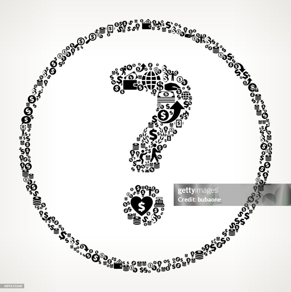 Question Mark  Money and Finance Black and White Icon Background