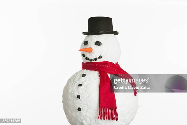 snowman on white background - snow man stock pictures, royalty-free photos & images