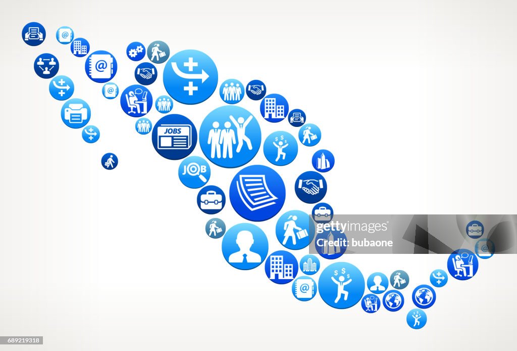 Mexico Work and Employment Blue Vector Button Pattern