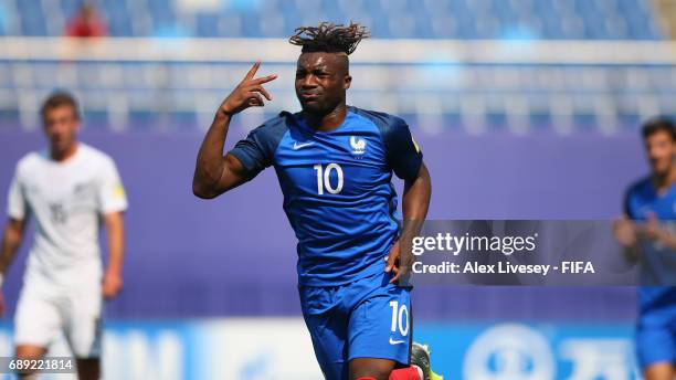 Allan Saint-Maximin of France celebrates after scoring the opening goal during the FIFA U-20 World Cup Korea Republic 2017 group E match between New...