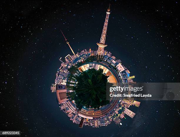 berlin skyline at night. - television tower berlin stock pictures, royalty-free photos & images