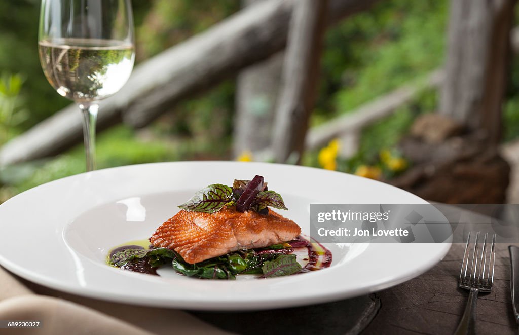 Wild Salmon Fillet with greens