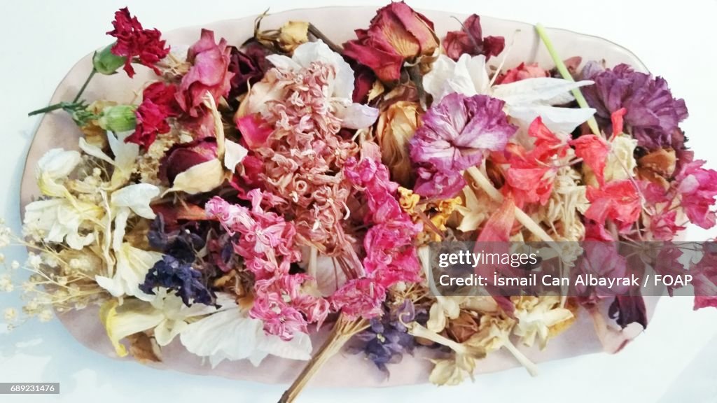 Plate of dried flowers