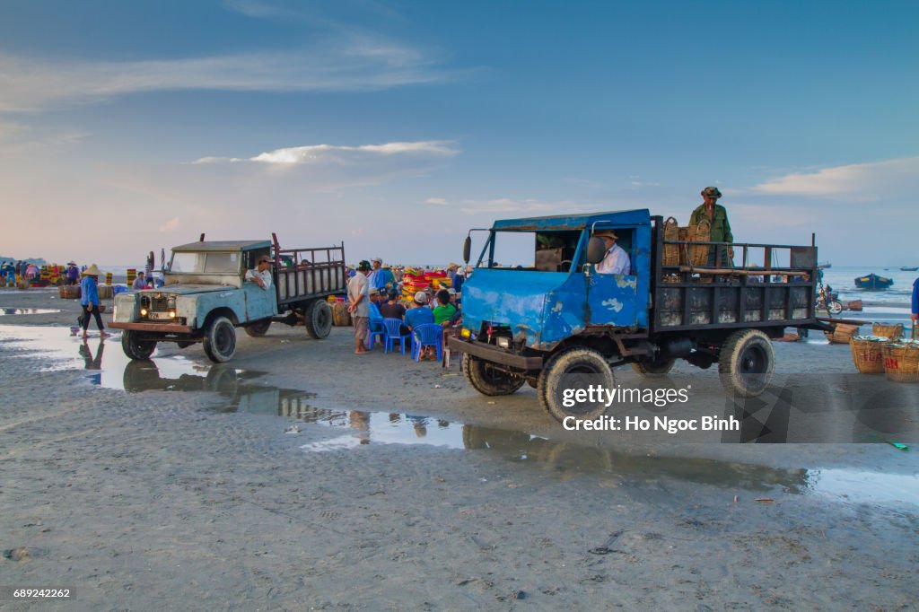 LONG HAI, VIETNAM - MAY 18, 2017: : old Car in the Beach