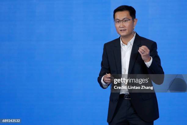 Ma Huateng, chairman and chief executive officer of Tencent Holdings Ltd. Speaks during the 2017 China International Big Data Industry Expo at...