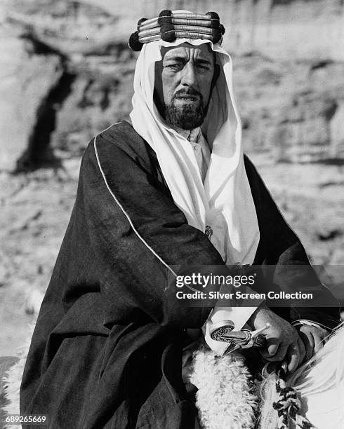 English actor Alec Guinness as Prince Feisal in the film 'Lawrence of Arabia', 1962.