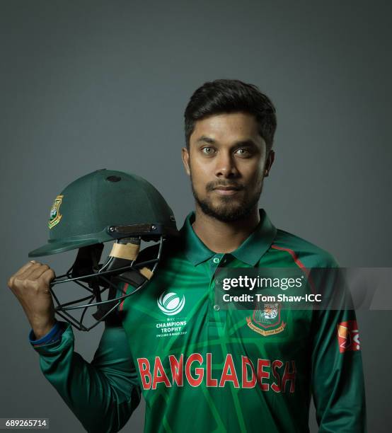 Sabbir Rahman of Bangladesh poses for a picture during the Bangladesh Portrait Session for the ICC Champions Trophy at Grand Hyatt on May 26, 2017 in...