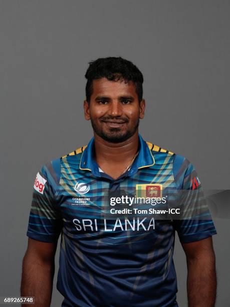 Kusal Perera of Sri Lanka poses for a picture during the Sri Lanka Portrait Session for the ICC Champions Trophy at Grand Hyatt on May 27, 2017 in...