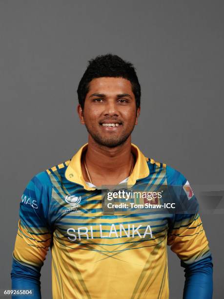 Dinesh Chandimal of Sri Lanka poses for a picture during the Sri Lanka Portrait Session for the ICC Champions Trophy at Grand Hyatt on May 27, 2017...
