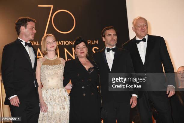 Alex Manette, Ekaterina Samsonov, director Lynne Ramsay, Joaquin Phoenix and John Doman attend the 'You Were Never Really Here' screening during the...