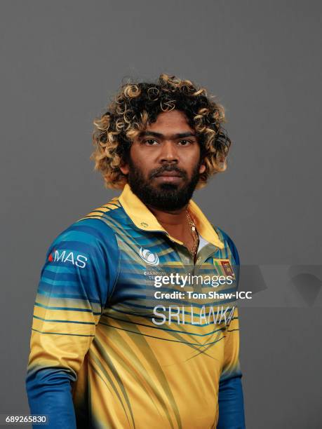 Lasith Malinga of Sri Lanka poses for a picture during the Sri Lanka Portrait Session for the ICC Champions Trophy at Grand Hyatt on May 27, 2017 in...