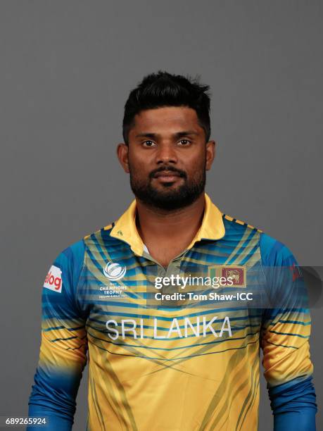 Seekkuge Prasanna of Sri Lanka poses for a picture during the Sri Lanka Portrait Session for the ICC Champions Trophy at Grand Hyatt on May 27, 2017...
