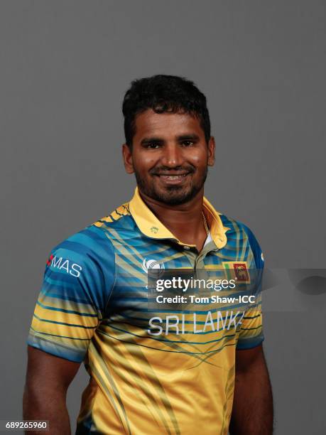 Kusal Perera of Sri Lanka poses for a picture during the Sri Lanka Portrait Session for the ICC Champions Trophy at Grand Hyatt on May 27, 2017 in...