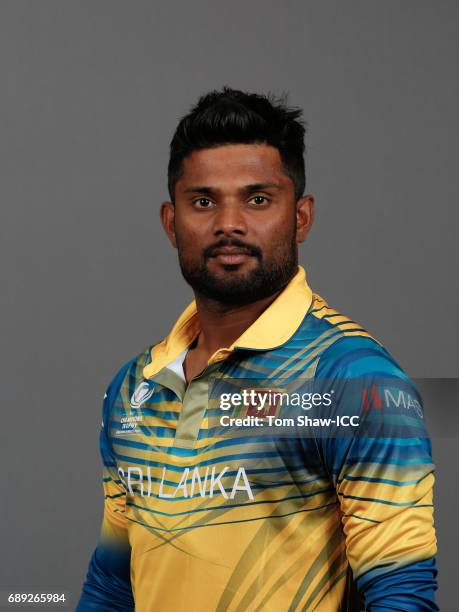 Seekkuge Prasanna of Sri Lanka poses for a picture during the Sri Lanka Portrait Session for the ICC Champions Trophy at Grand Hyatt on May 27, 2017...