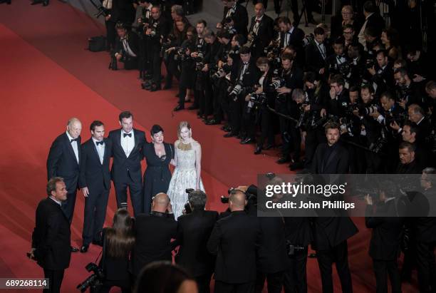 John Doman, Joaquin Phoenix, Ekaterina Samsonov, director Lynne Ramsay and Alex Manette attend the "You Were Never Really Here" screening during the...