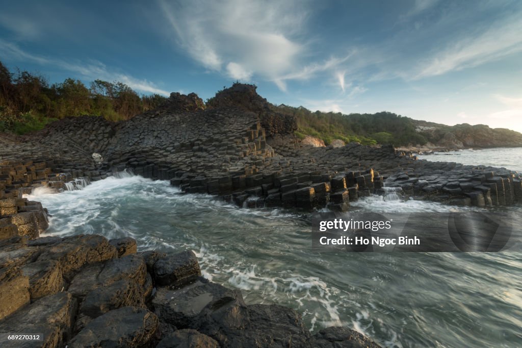 Ganh Da Dia or Ghenh Da Dia or Da Dia Rapids at Tuy Hoa, Phu Yen, Viet Nam, with amazing nature landscape at seaside, fantastic shape make interesting place for Vietnam travel,beautiful panoramic