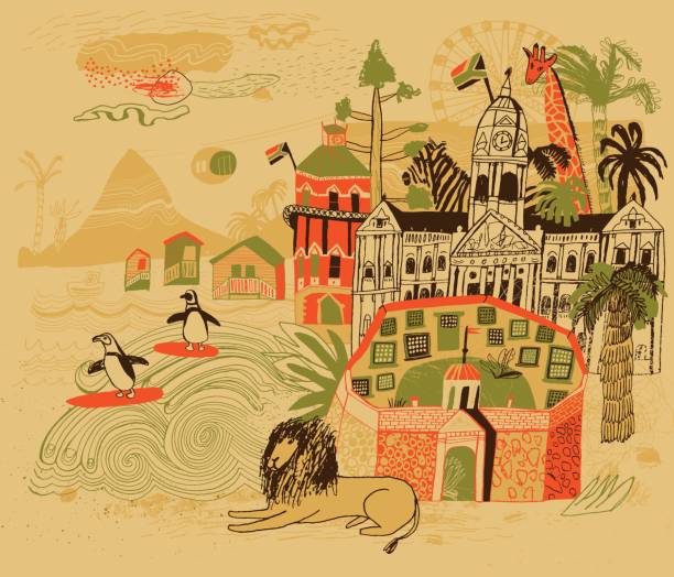 cape town in south africa - zoo art stock illustrations