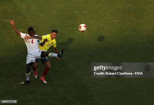 Souleymane Aw of Senegal and Joao Rojas of Ecuador compete for the ball during the FIFA U-20 World Cup Korea Republic 2017 group F match between...