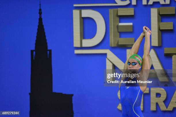 Alizee Morel prepares to compete in the 400m Women's Individual Freestyle on day six of the French National Swimming Championships on May 28, 2017 in...