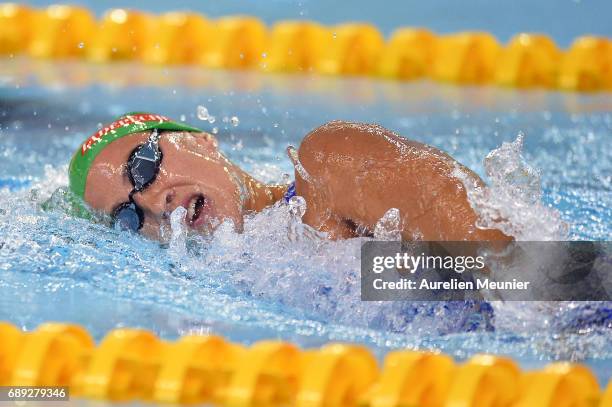 Alizee Morel competes in the 400m Women's Individual Freestyle on day six of the French National Swimming Championships on May 28, 2017 in...