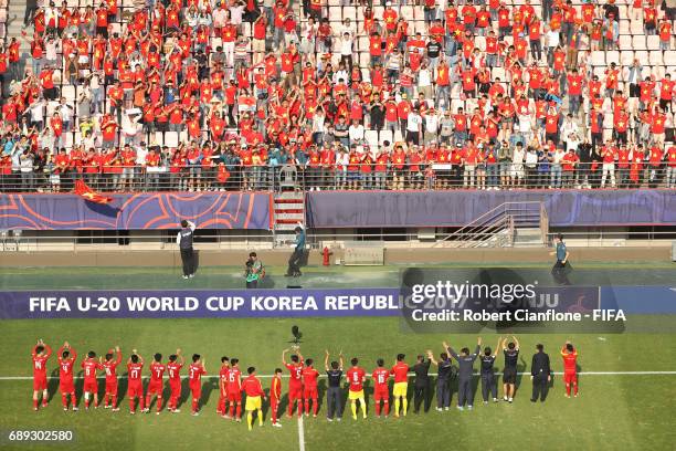 Players from Vietnam acknowledge their fans after the FIFA U-20 World Cup Korea Republic 2017 group E match between Honduras and Vietnam at Jeonju...