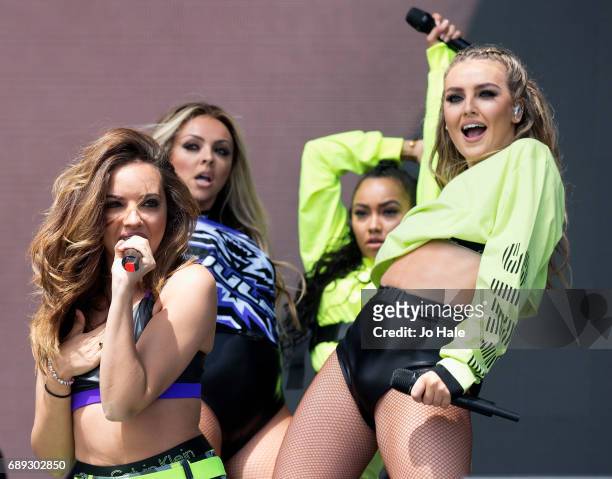 Jade Thirwall, Jesy Nelson, Leigh-Anne Pinnock and Perrie Edwards of Little Mix performs on stage on Day 2 of BBC Radio 1's Big Weekend 2017 at...