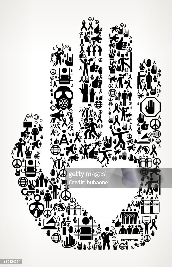 Hand & Herz Protest und Bürgerrechte Vektor Icon Hintergrund