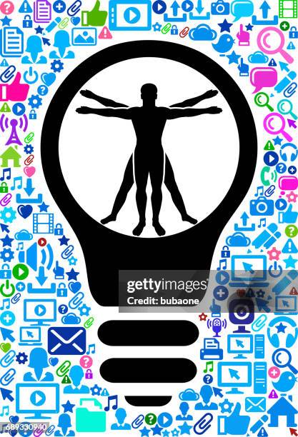 illustrations, cliparts, dessins animés et icônes de l’homme de vitruve anatomie humaine technologie web vector background pattern - vitruvian man