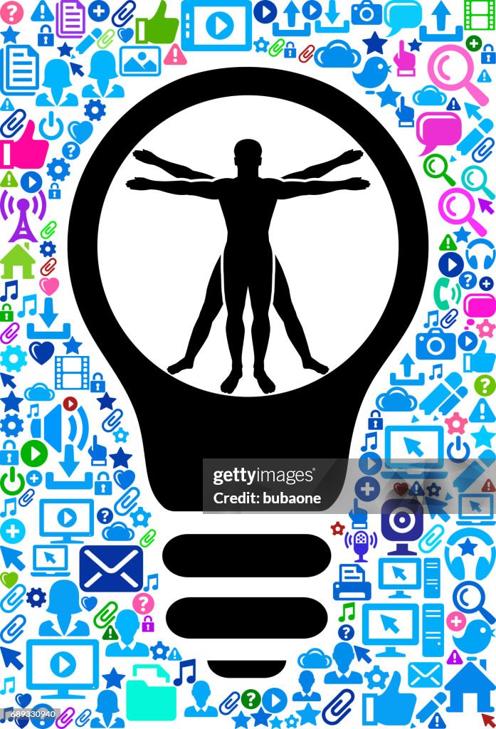 Vitruvian Man Human Anatomy Technology Web Vector Background Pattern