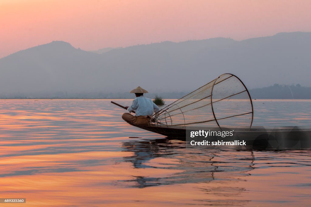 Fisherman at Inle Lake, Myanmar.