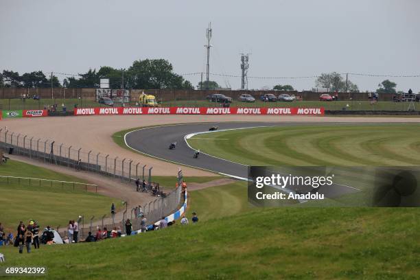 Turkish rider Kenan Sofuoglu on his way to winning the 2017 World Superbike Championships at Donington Park race track Donington district of United...