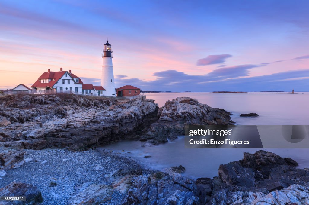 Portland Head Light at dusk