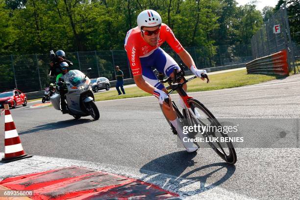 Netherlands' Tom Dumoulin of team Sunweb competes during the Individual time-trial between Monza and Milan on the last stage of the 100th Giro...